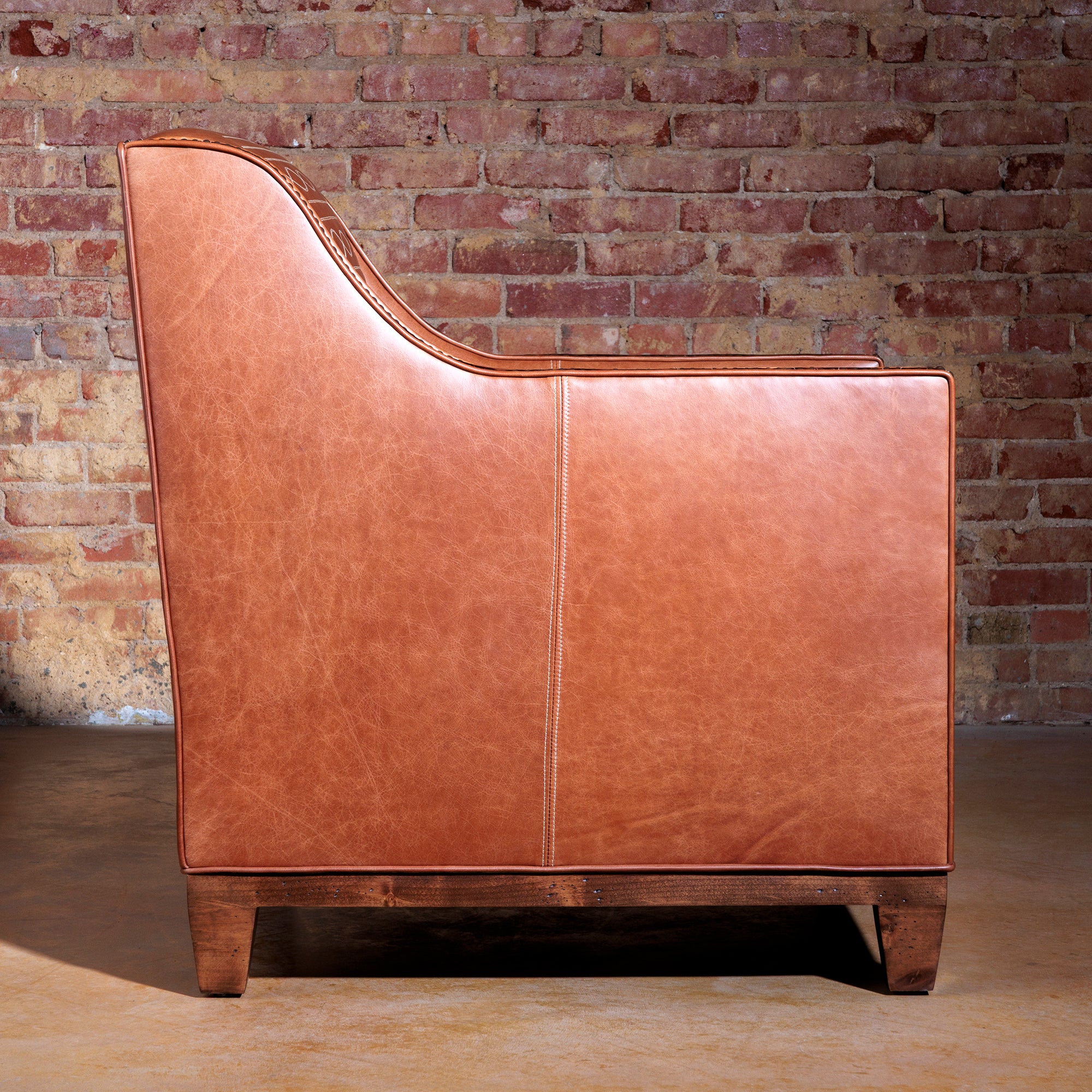 western boot stitch leather club chair