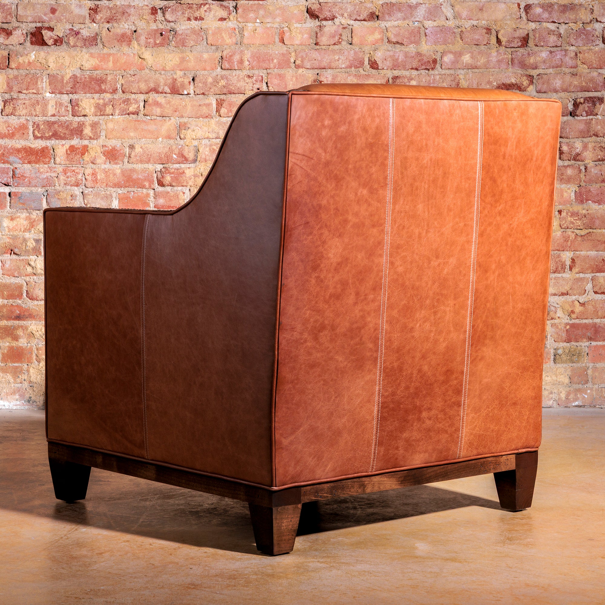 western boot stitch leather club chair