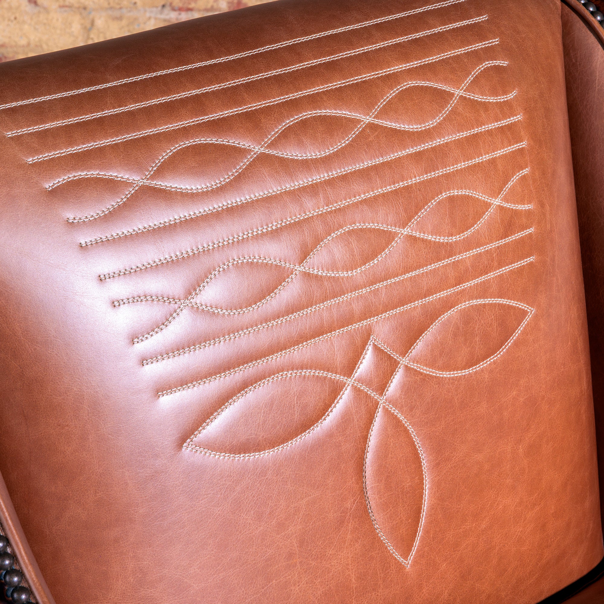western boot stitch leather club chair