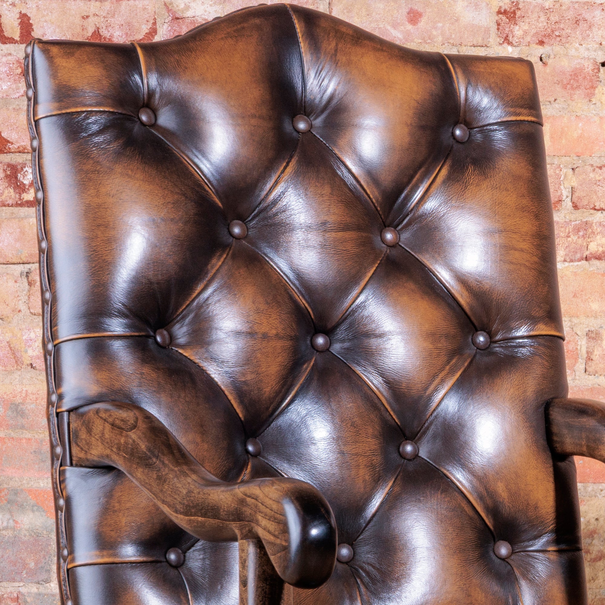 western-button-tufted-leather-arm-chair