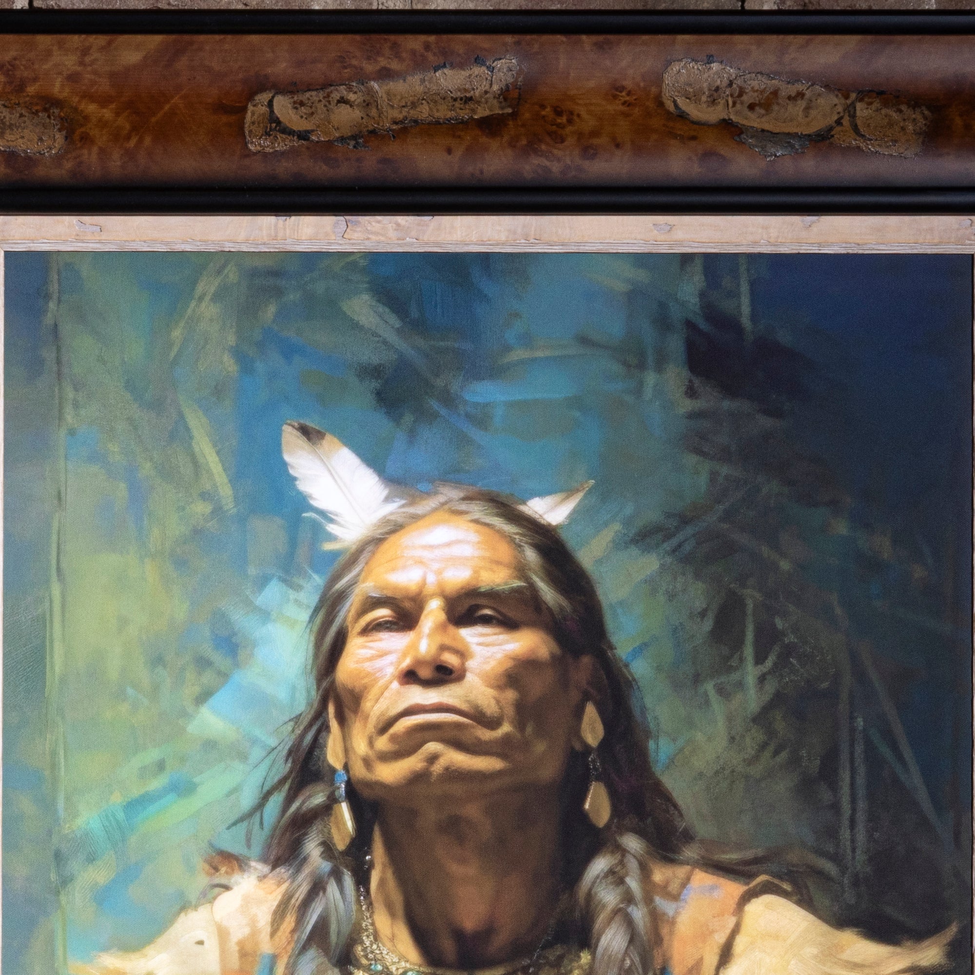 western oil painting portrait of indian by artist jm west