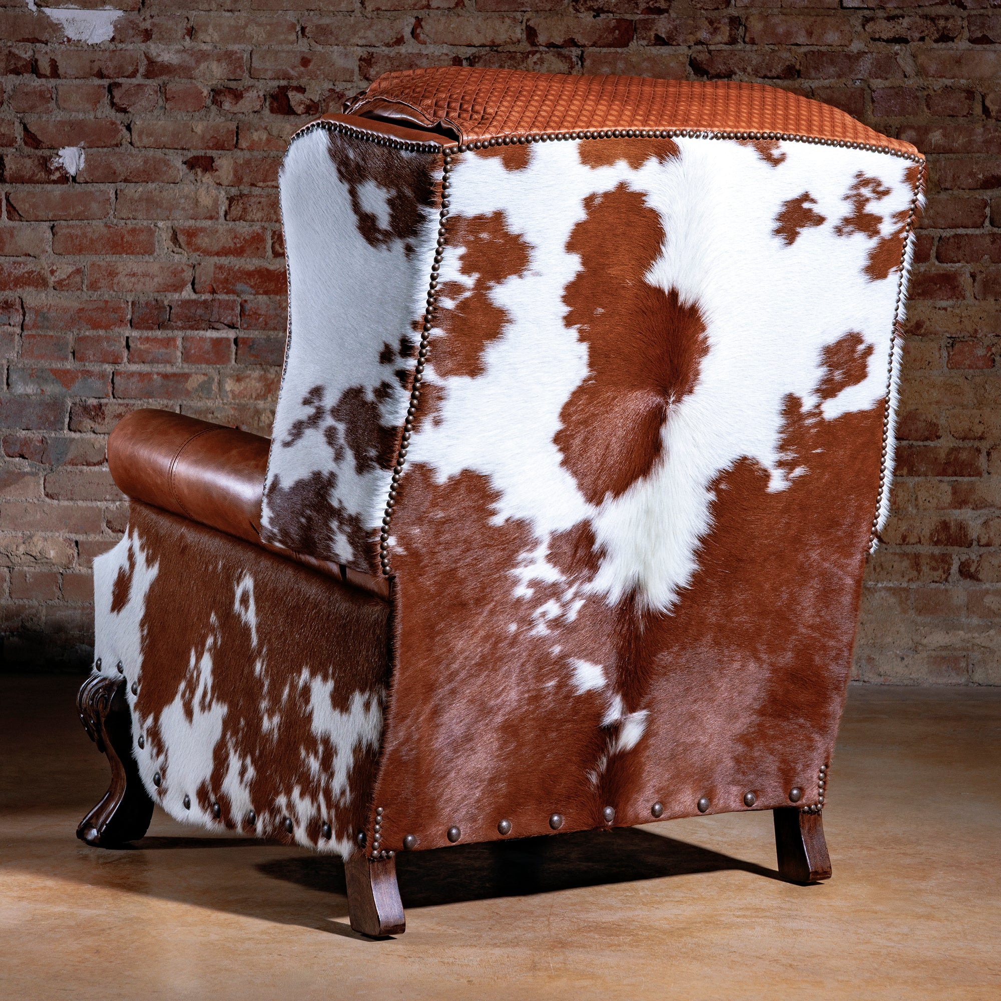 Western Leather Cowhide Recliner Back recliner view