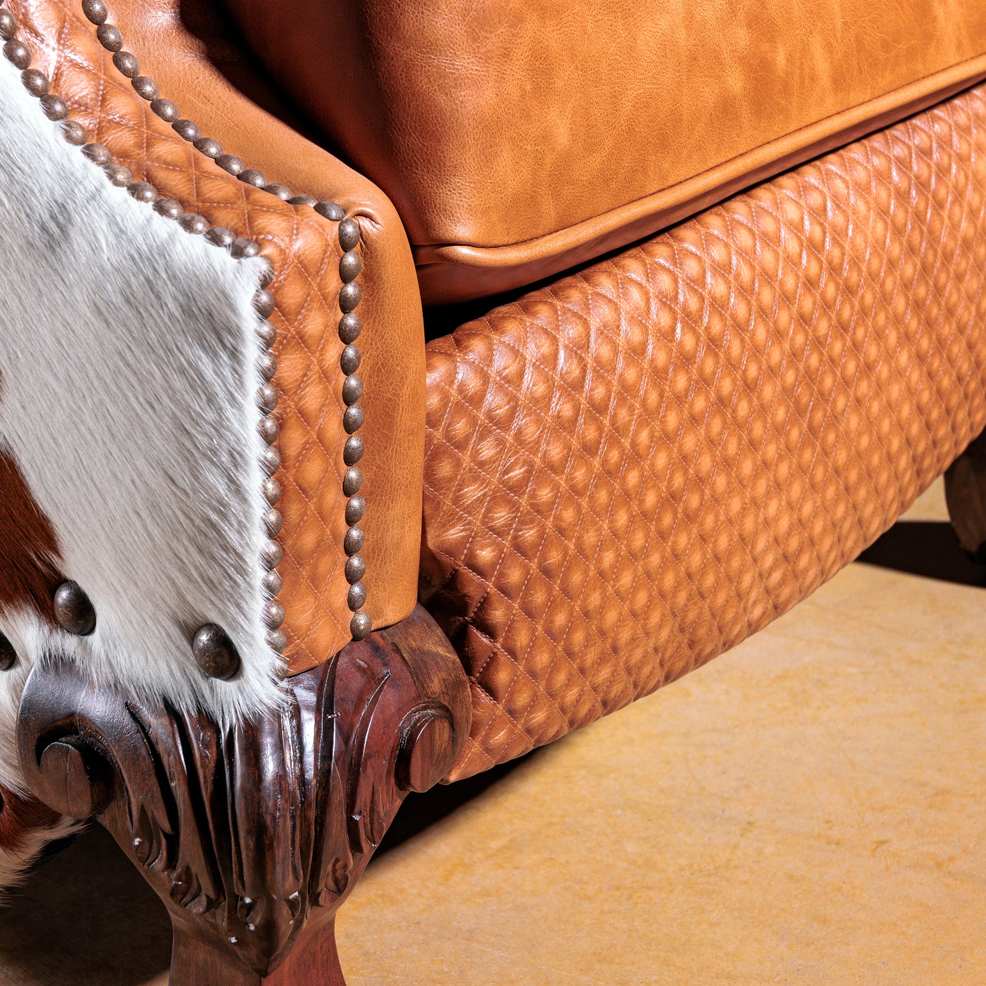 Western Leather Cowhide Recliner Kickplate recliner view
