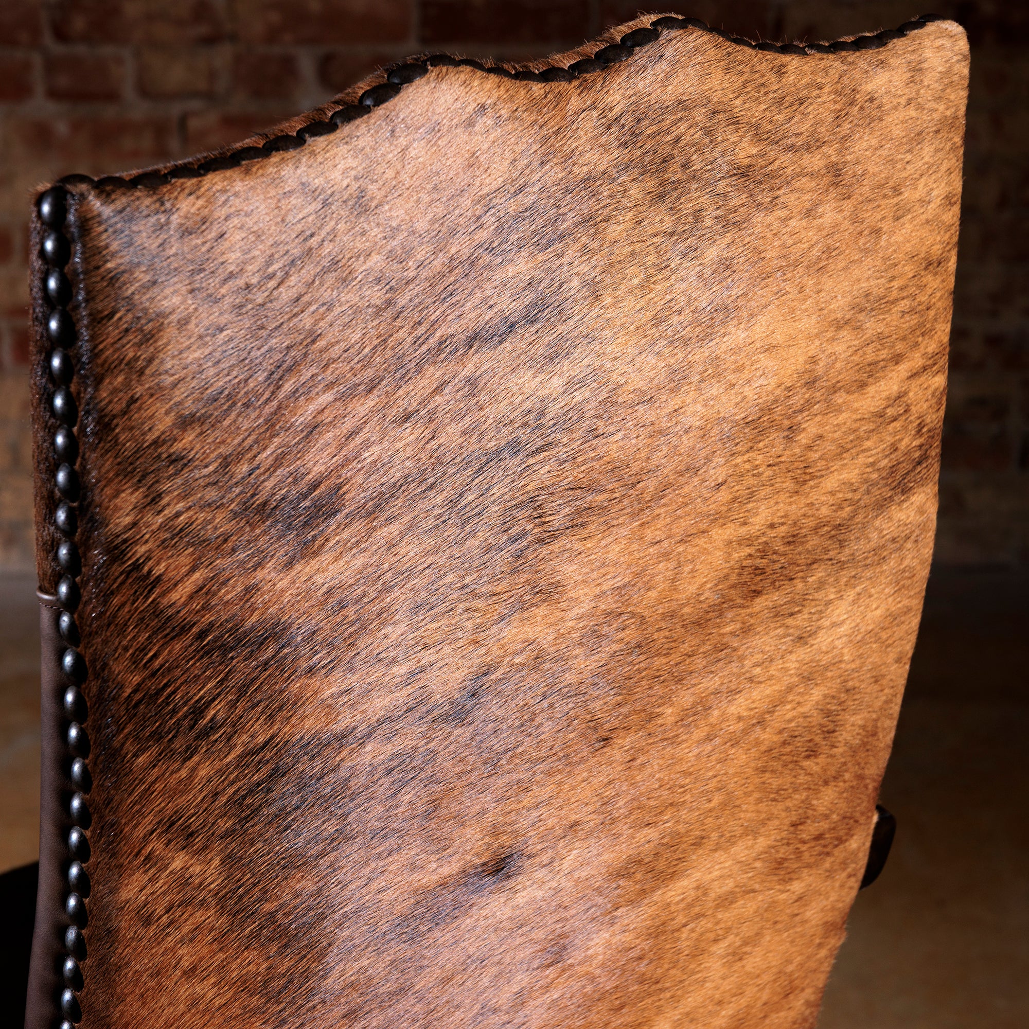 western leather desk chair with cowhide trim