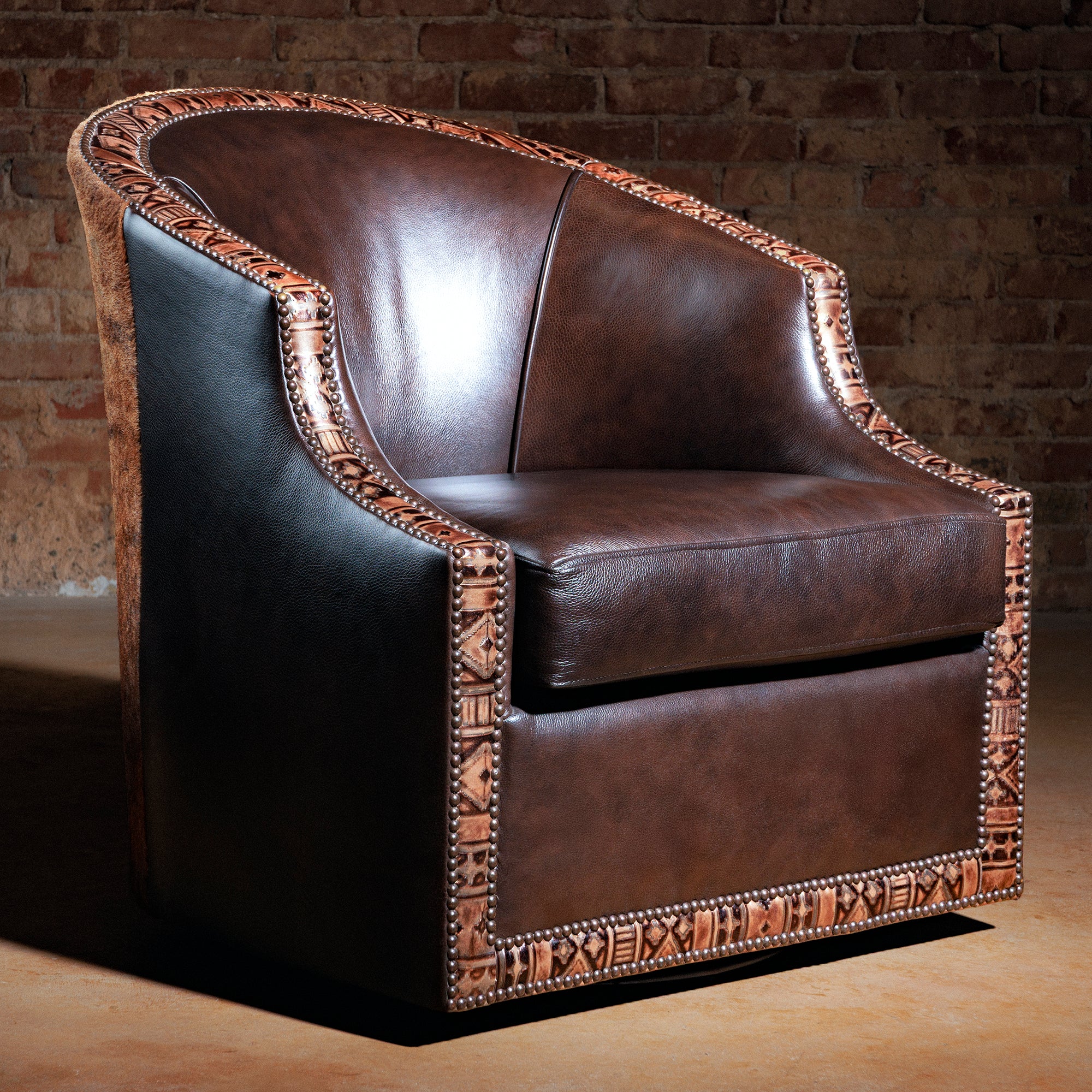 high-end western leather swivel chairs