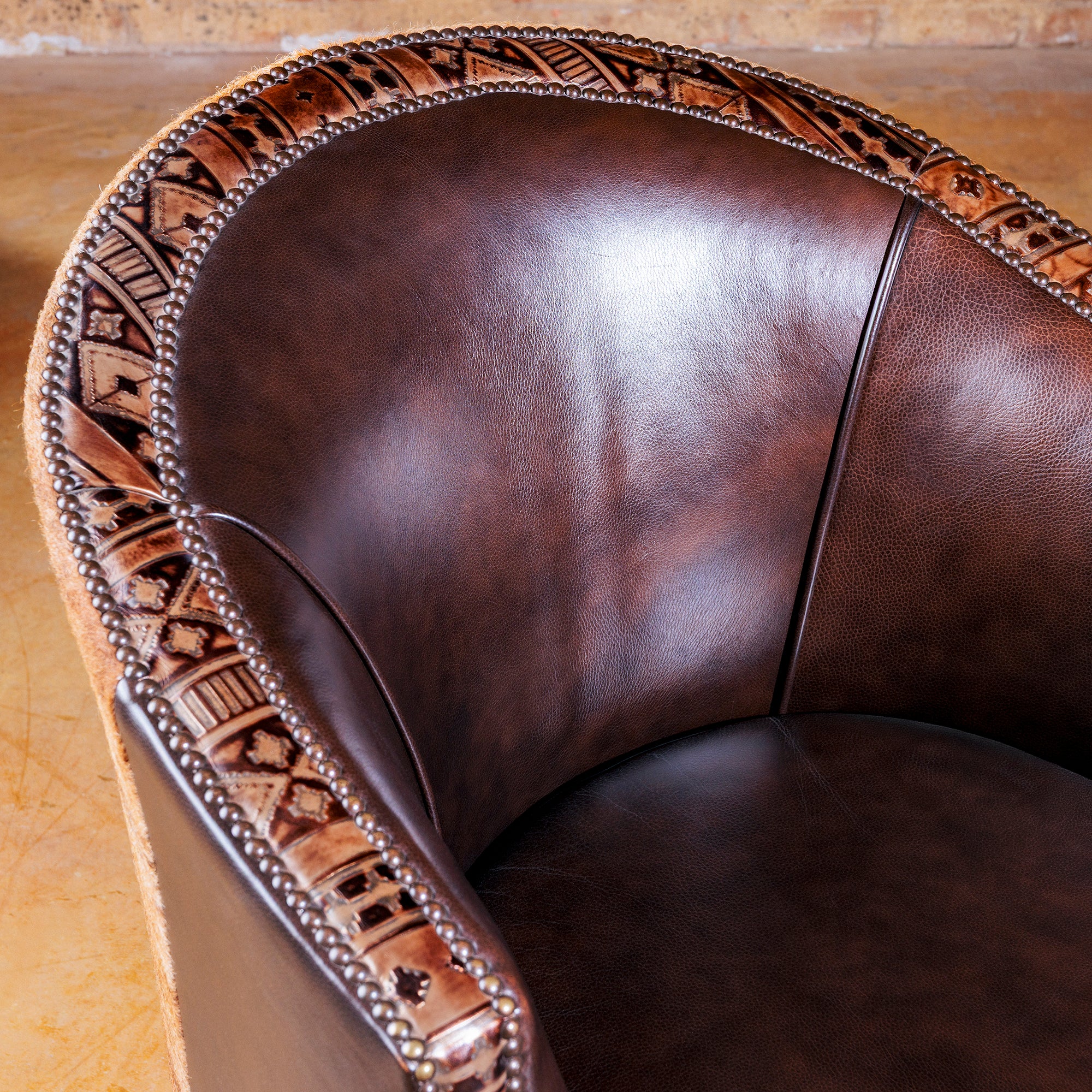 Western Cowhide Barrel Chair