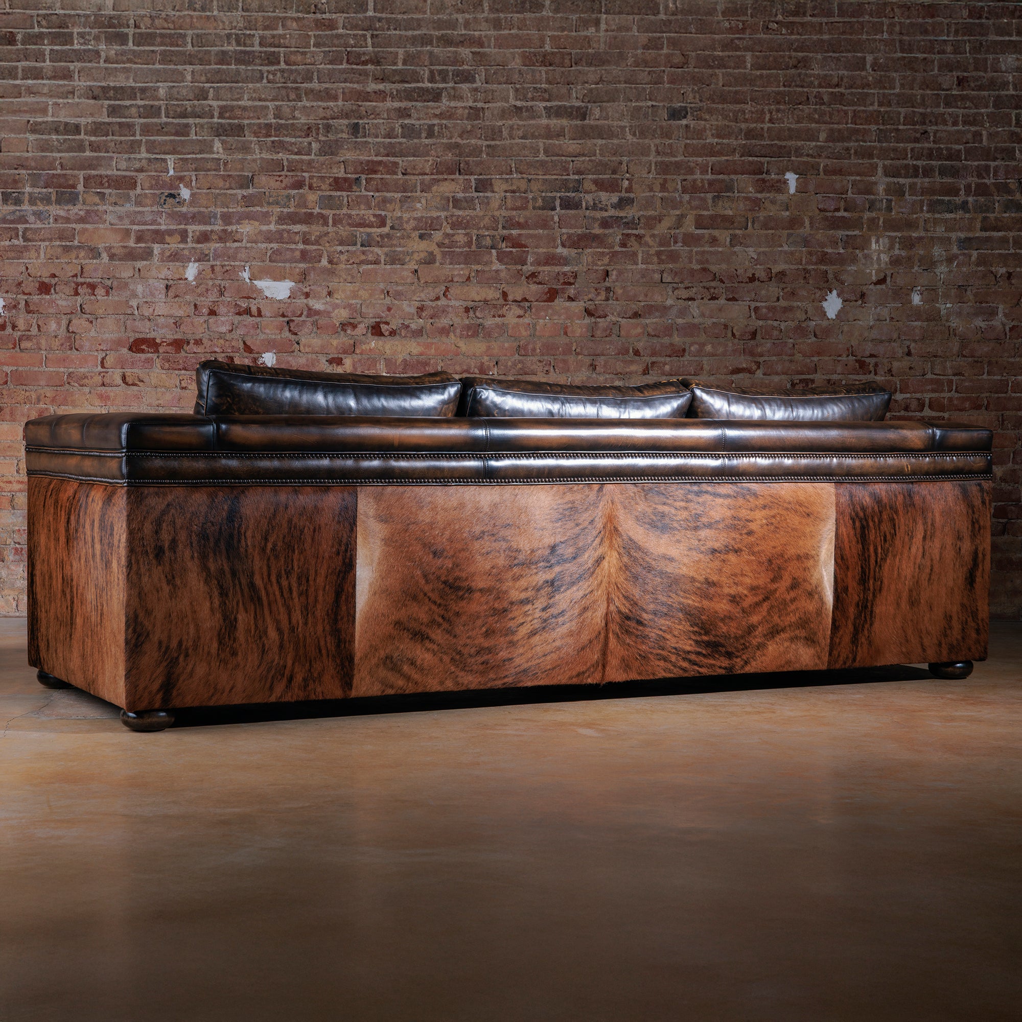 high-end western quilted leather and cowhide sofa