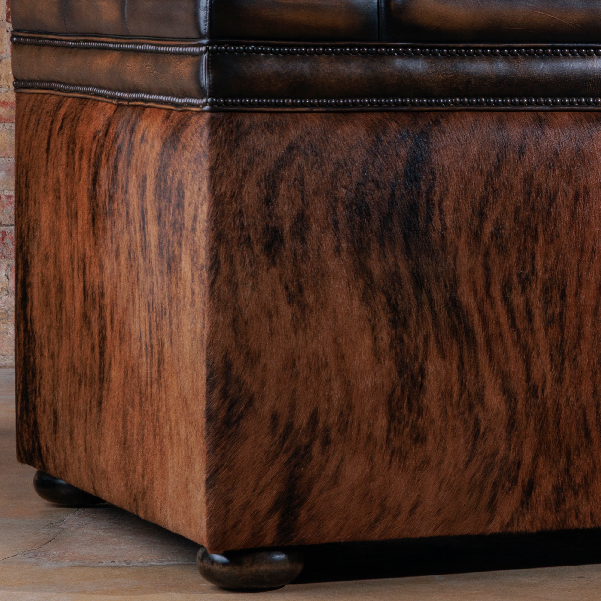 high-end western quilted leather and cowhide sofa