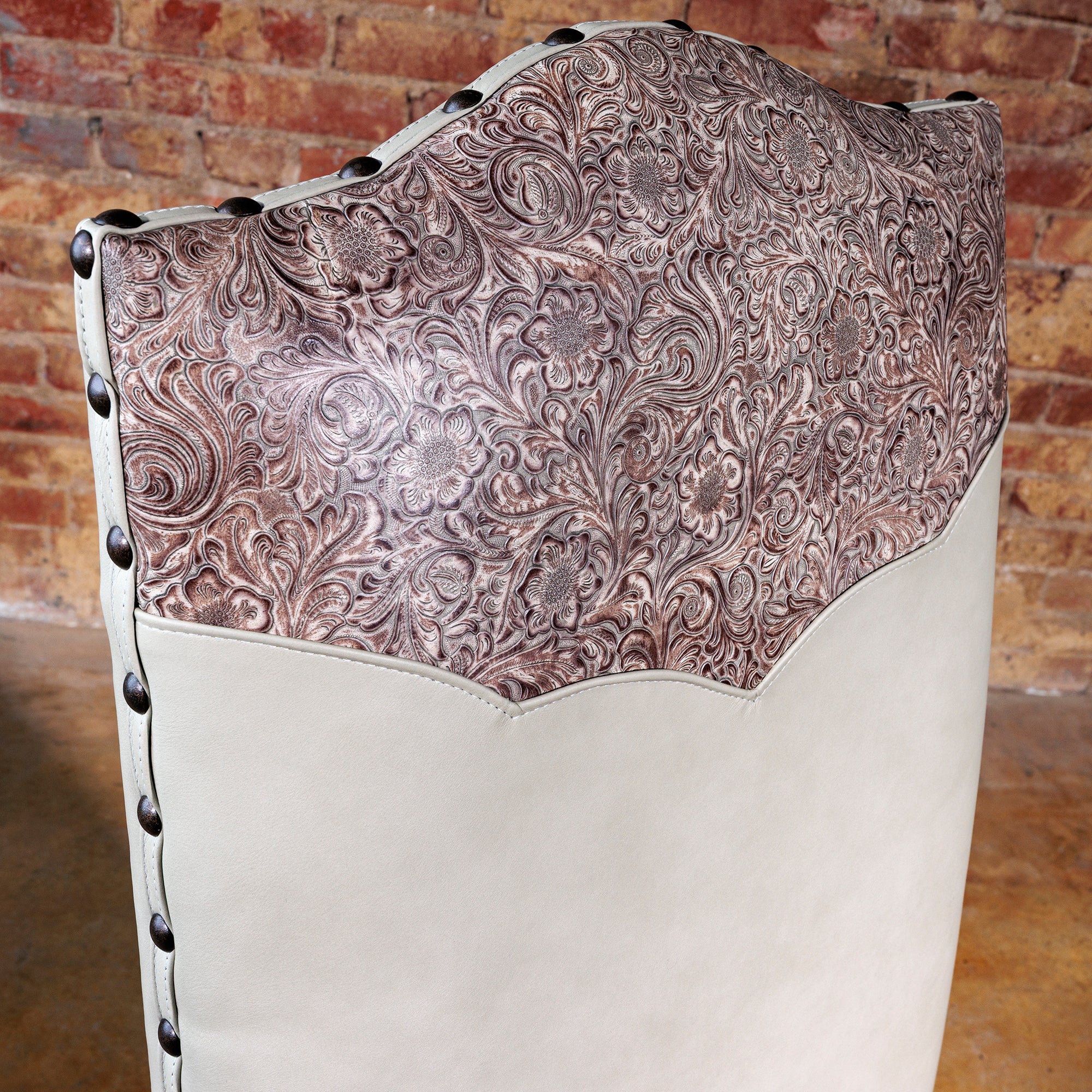 western tooled leather yoke dining chair