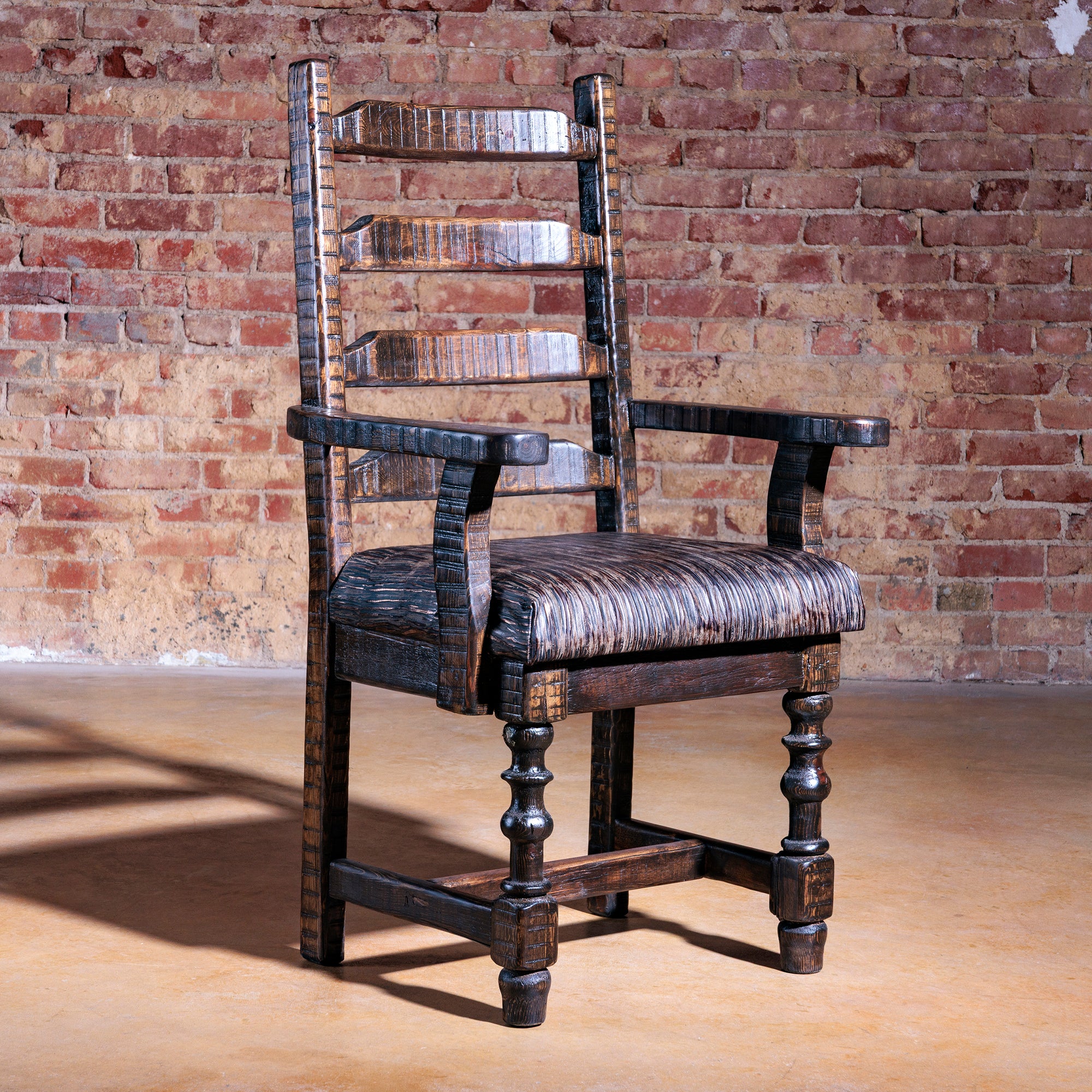 Legacy Ladderback Arm Chair with solid wood frame and leather seat