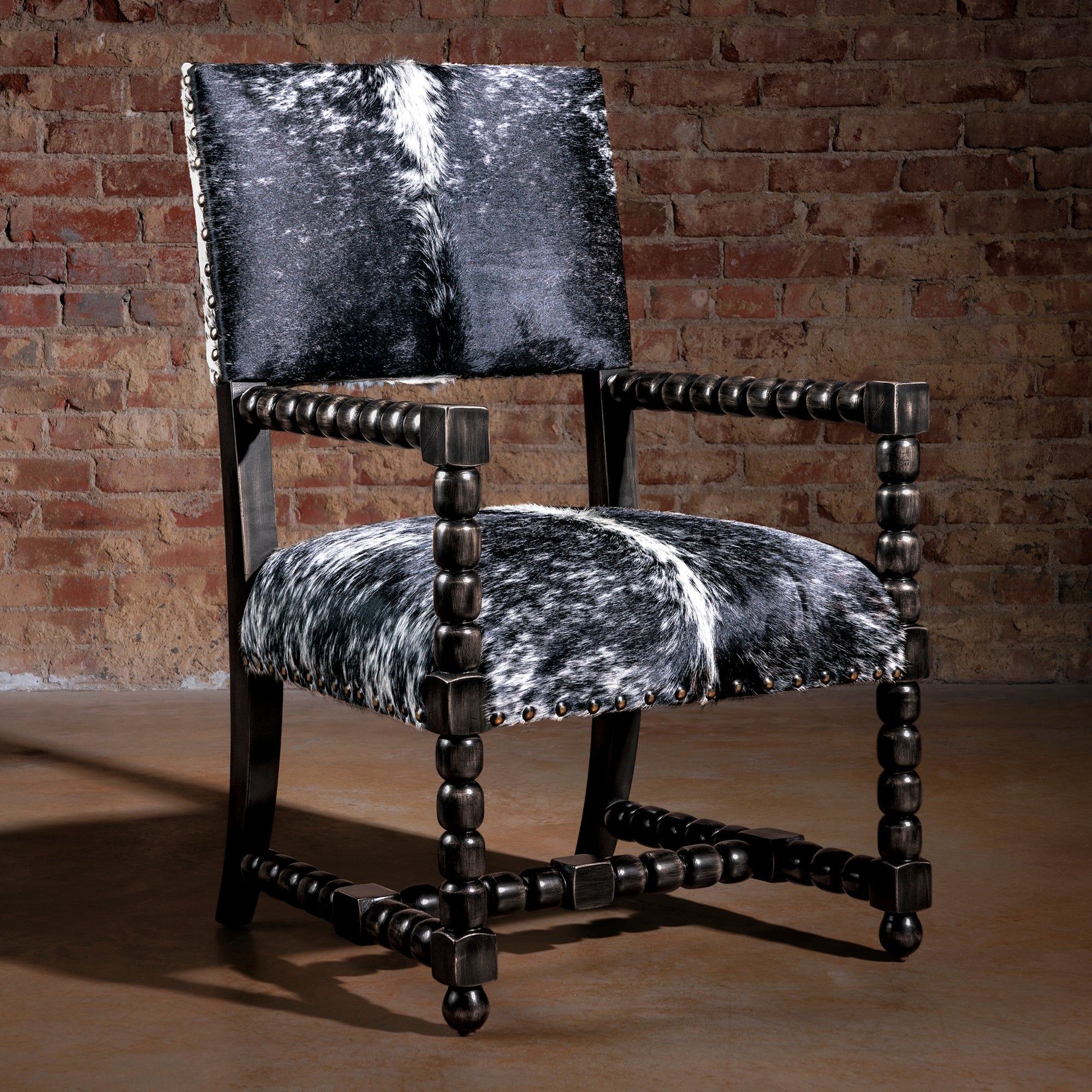 black and white western cowhide accent chair