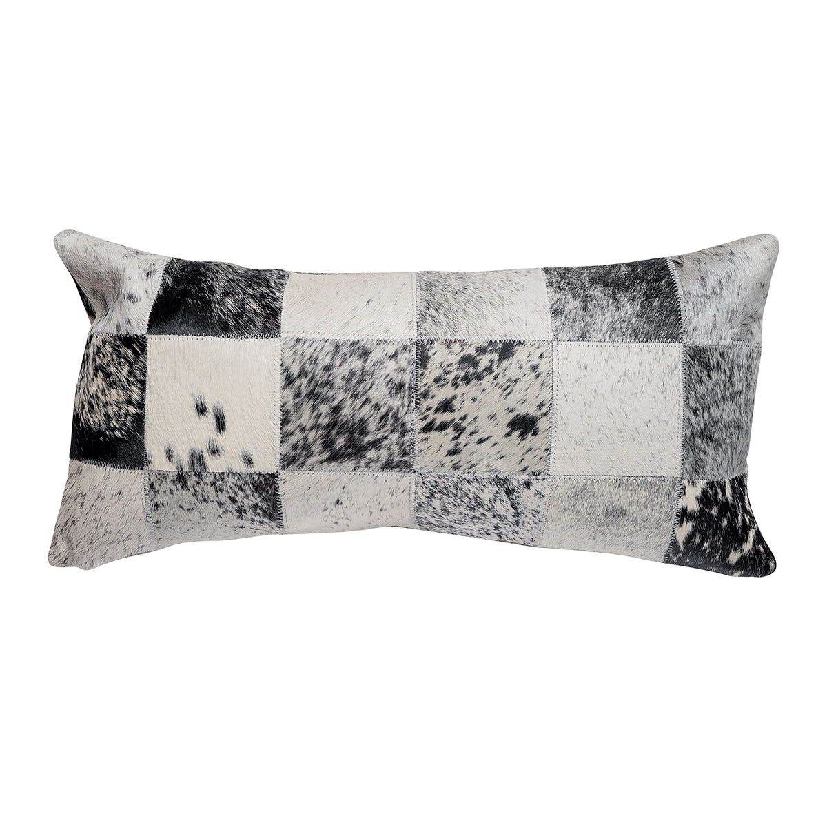 Black and White Salt and Pepper Patch Cowhide Pillow