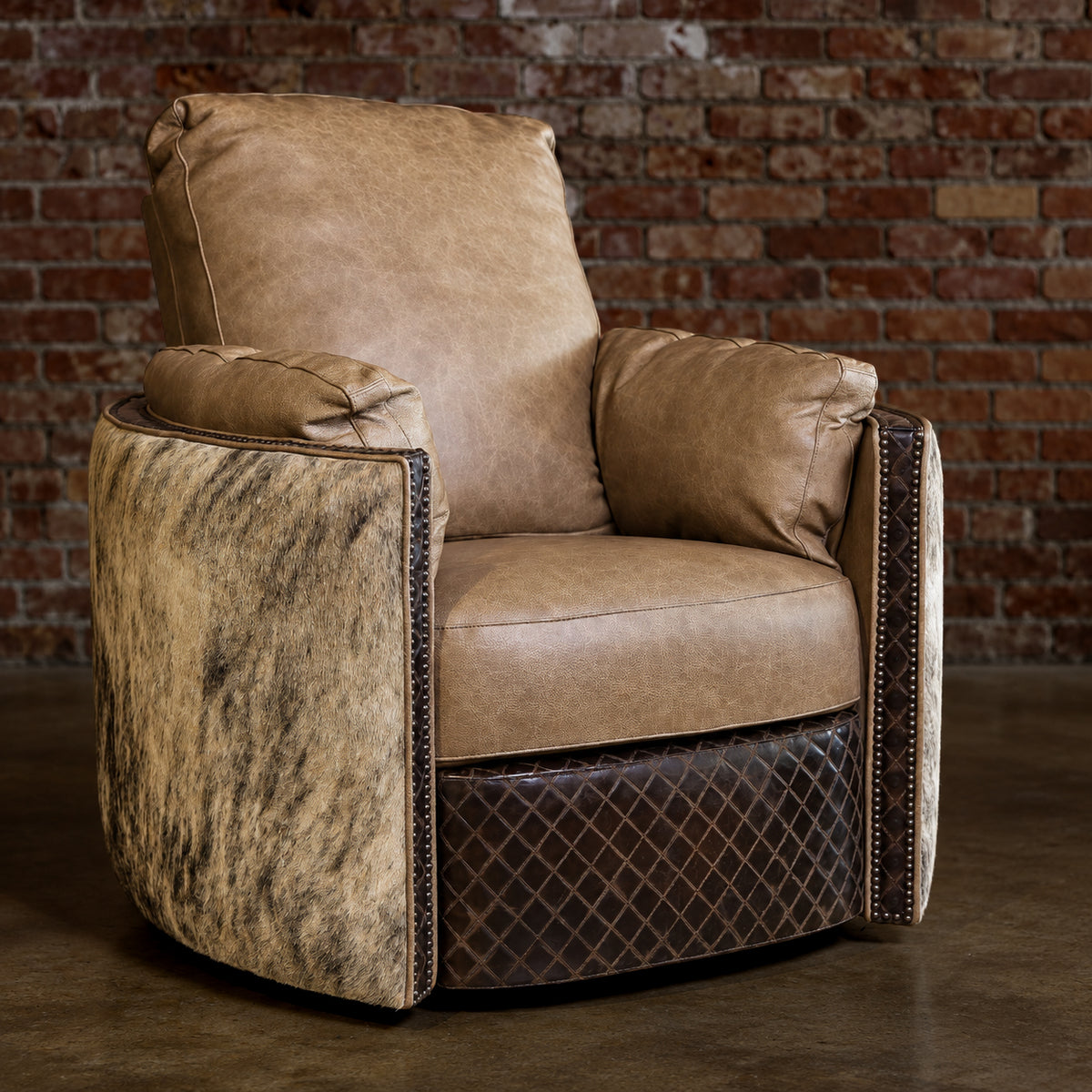 Concho Cowhide Leather Cuddler Recliner