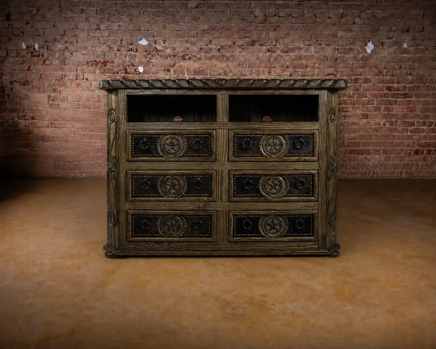 Cowhide Rope & Star Media Dresser