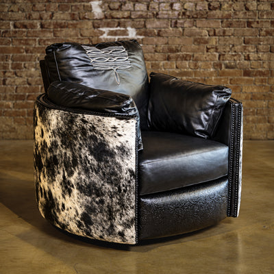 Double R Cowhide Leather Cuddler Recliner