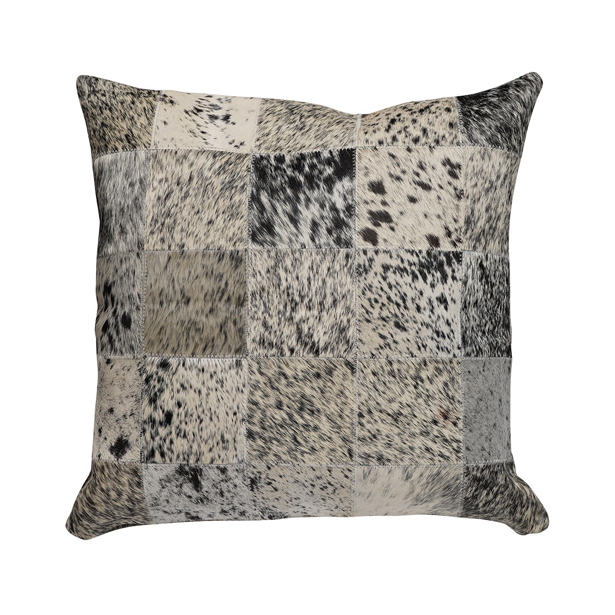 Black and White Salt and Pepper Patch Cowhide Pillow