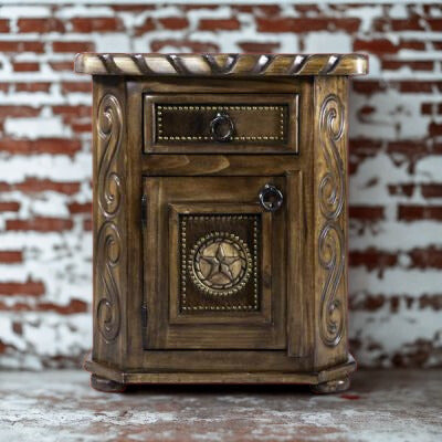 Cowhide Rope & Star Nightstand