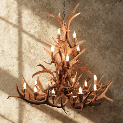 18 Light Elk & Fallow Antler Chandelier