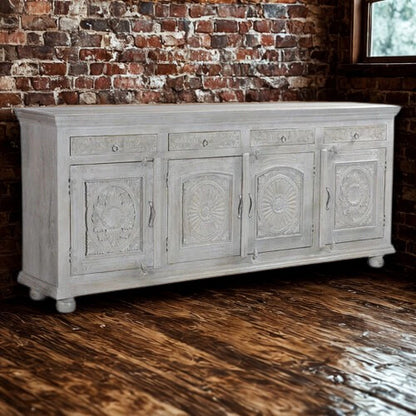 Arabella light grey 4 door 4 drawer console