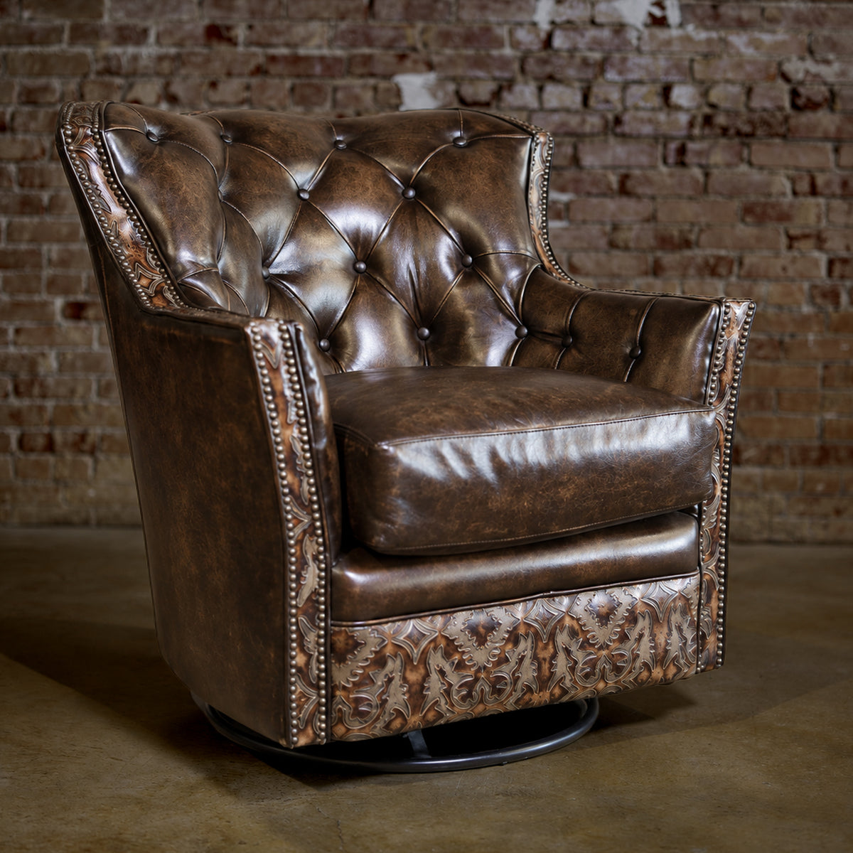 Puglia Coco Leather Swivel Chair