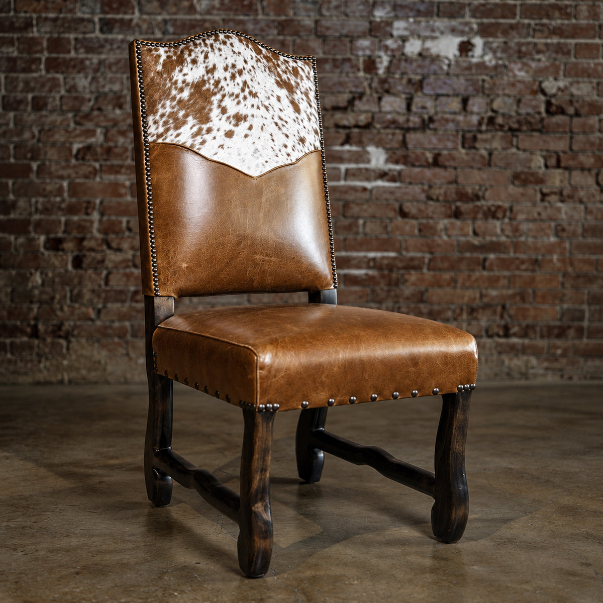 Rough Sycamore Cowhide Leather Dining Chair