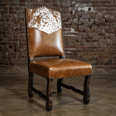 Rough Sycamore Cowhide Leather Dining Chair