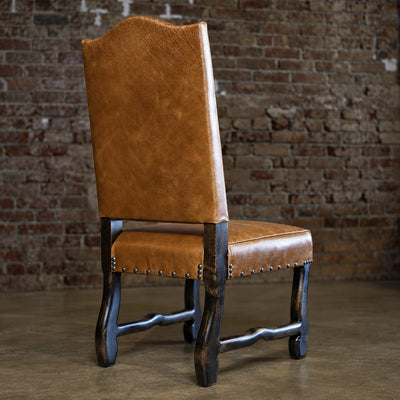 Rough Sycamore Cowhide Leather Dining Chair