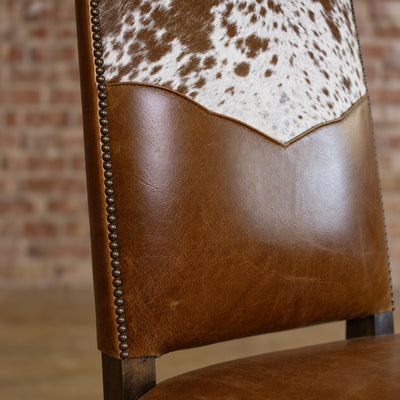 Rough Sycamore Cowhide Leather Dining Chair