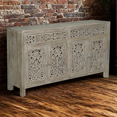 Caprice Distressed Limestone Grey (2 Door / 4 Door) Carved Sideboard