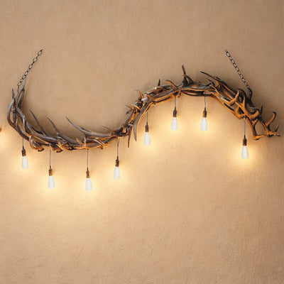 Wave 8 Light Linear Elk Antler Chandelier