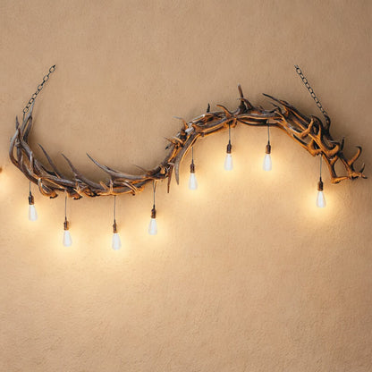 Wave 8 Light Linear Elk Antler Chandelier