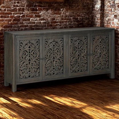 Caprice Distressed Black 4 Door Console