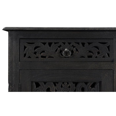 upscale black mango hand-carved wood console
