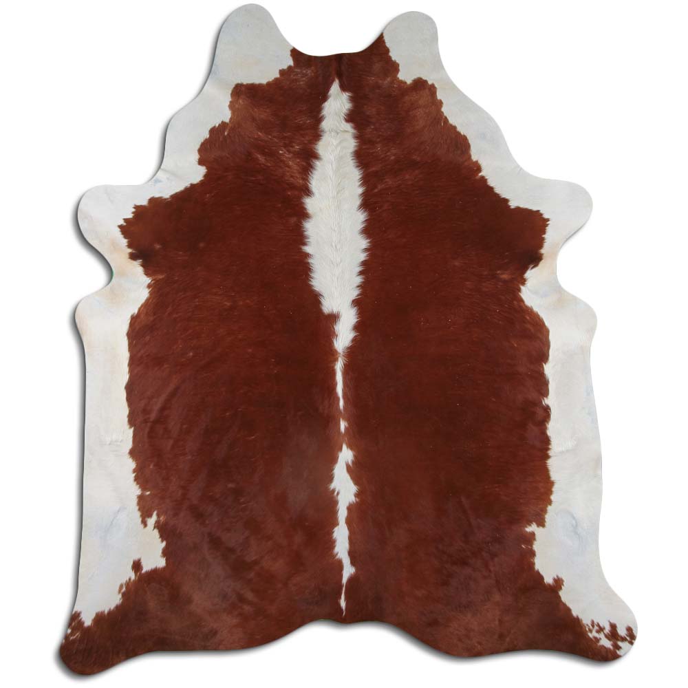 One-of-a-kind Brazilian cowhide rug with rich tones and soft texture