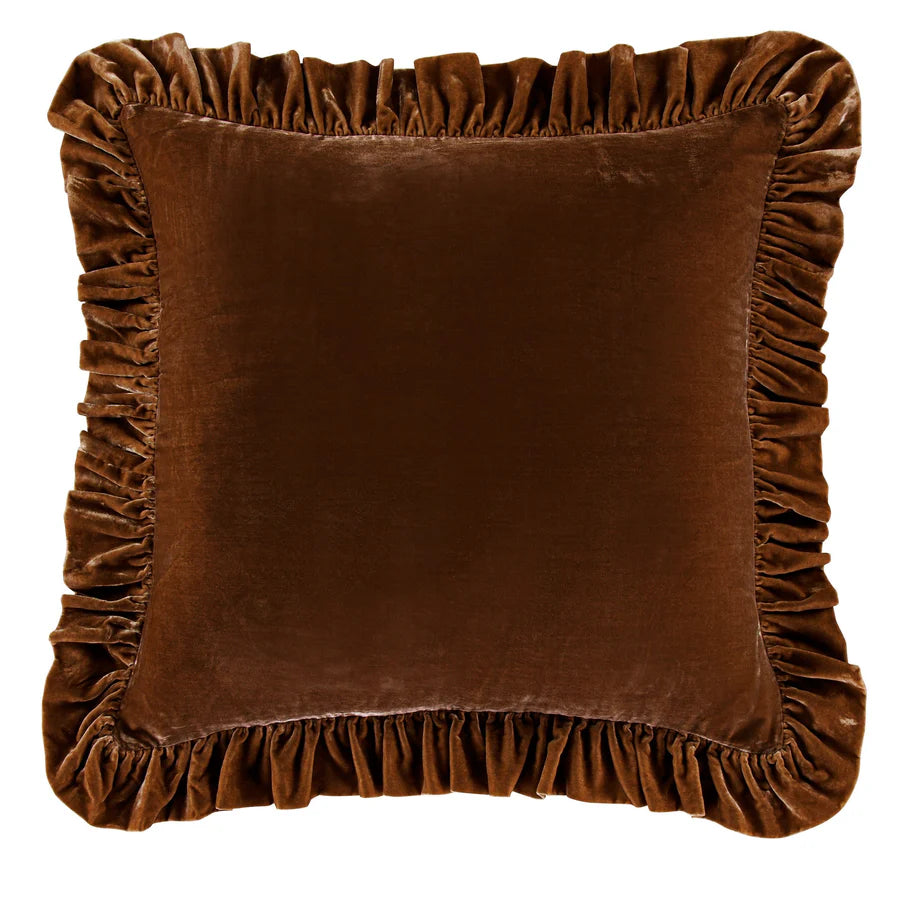 Stella Faux Silk Velvet Ruffled Euro Sham