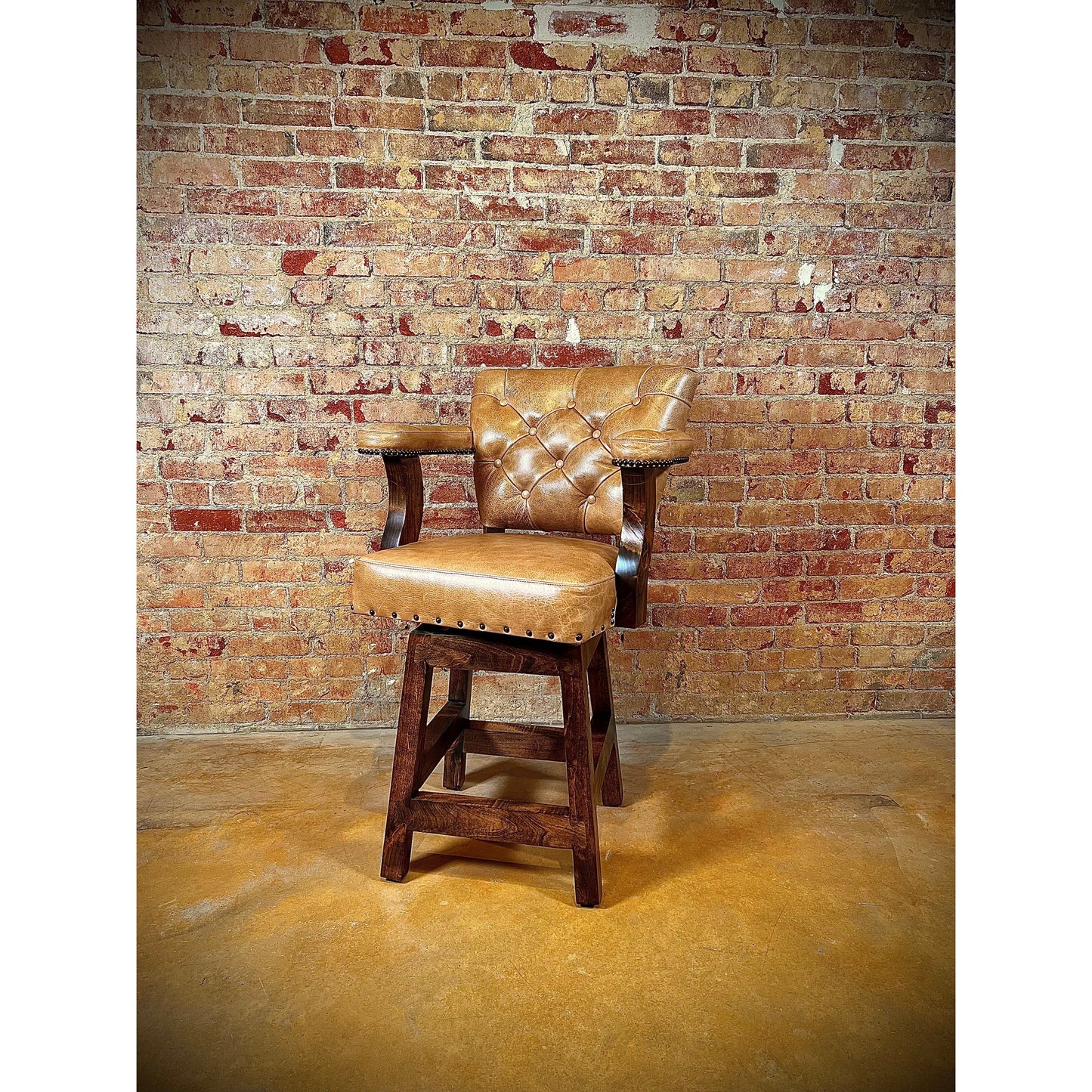 western leather tufted barstool