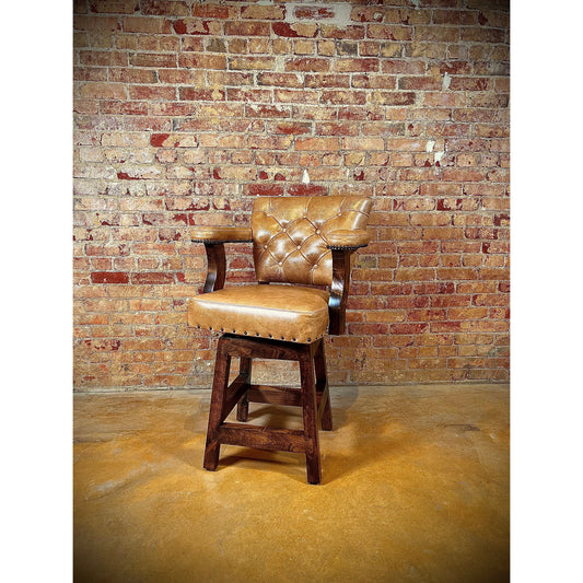 western leather tufted barstool