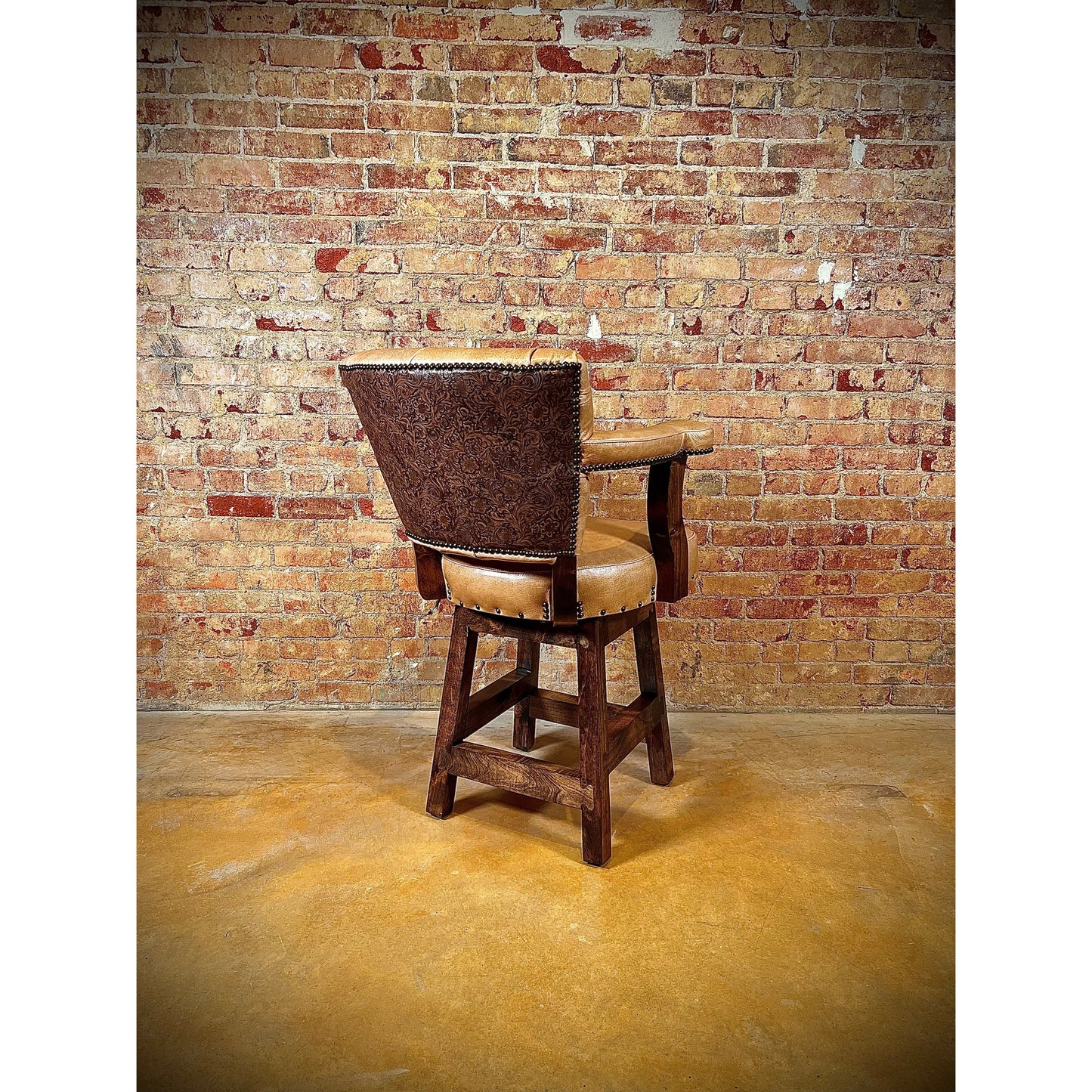 stylish western barstool with wood frame