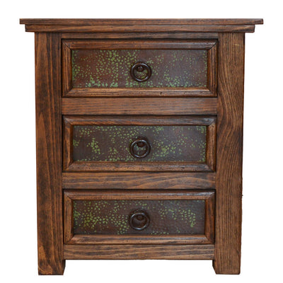 The Capital 3 Drawer Nightstand is the perfect addition to any bedroom. Constructed of reclaimed wood and hammered cooper panels, this nightstand will bring rustic elegance to any space. Durably constructed, it is built to last.