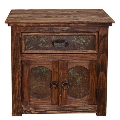 Add some rustic elegance to your bedroom with the Capital Nightstand. Its reclaimed wood and hammered copper panels give it a unique look that is sure to make a statement in any home. You'll enjoy its timeless beauty for years to come.