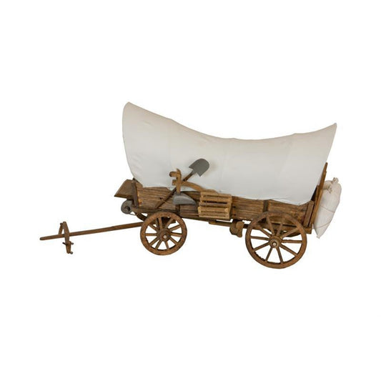 This hand-crafted Covered Wagon is perfect for creating a rustic atmosphere in any home or office. Complete with intricately-crafted details, it brings the outdoors in with its classic design. The perfect way to add a touch of timeless decor to any space.