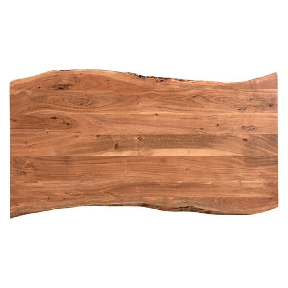 Add a modern rustic touch to your home office with the Crestone Live Edge Desk. This industrial desk is made with acacia wood and metal base to create a striking look with a live edge for a unique touch. Perfect for anyone who loves the beauty of nature, yet appreciates a modern aesthetic.