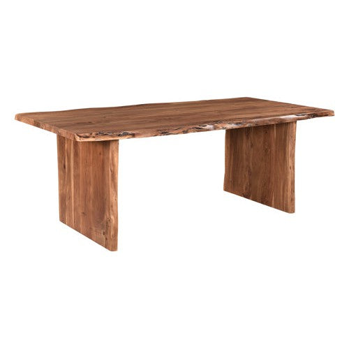 Expertly crafted with a live edge and made of acacia wood, the Crestone Dining Table with Wood Base is a solid and stylish addition to any dining space. Enhance your dining experience with this durable and unique piece.