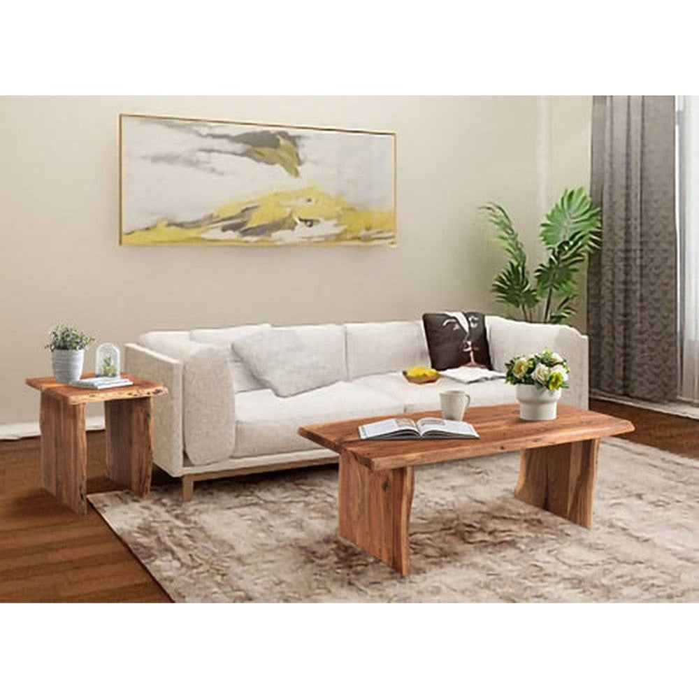 Bring elegance and rustic style to any room with the Crestone Live Edge End Table. Handcrafted from natural acacia wood, each table features a unique live edge construction for a one-of-a-kind look. Enjoy the beauty of nature indoors with robust and durable design.