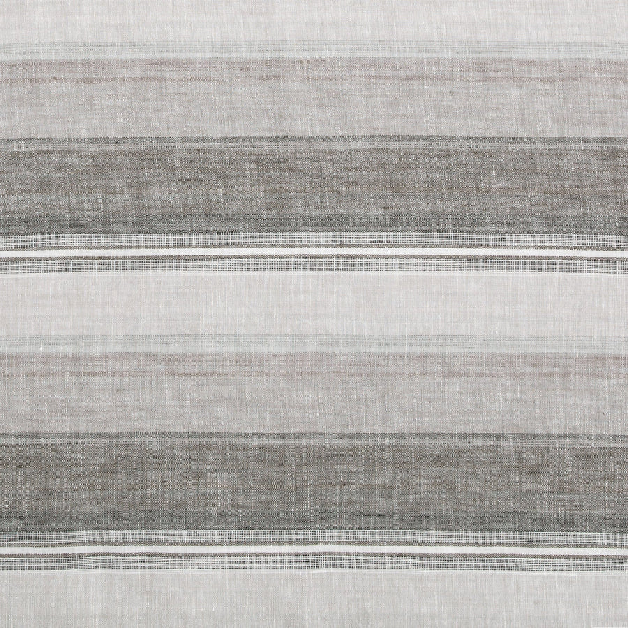 100% French Flax Linen Variegated Stripe Duvet Cover Set - Charcoal