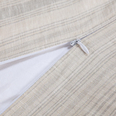100% French Flax Linen Variegated Stripe Duvet Cover Set - Natural