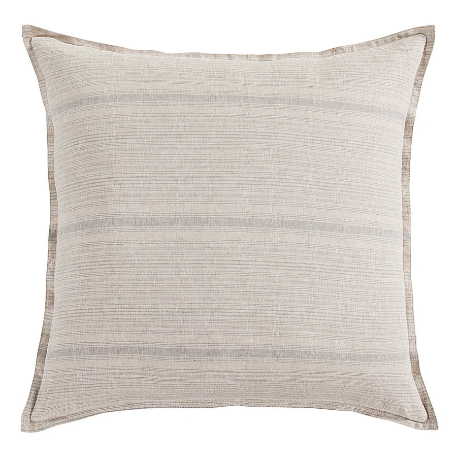 100% French Flax Linen Variegated Stripe Euro Sham - Natural