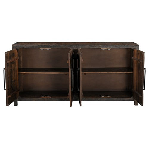 Expertly crafted from reclaimed wood, the Fortville Reclaimed Wood 4 Door Sideboard offers ample storage space and sleek metal accents. Experience the perfect combination of functionality and style with this stunning piece for your home.