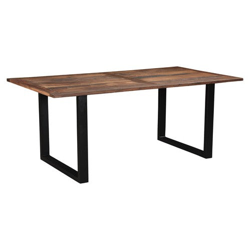 Reclaimed Wood Dining Table with Metal Base