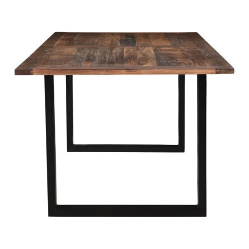 rustic wood table with metal base